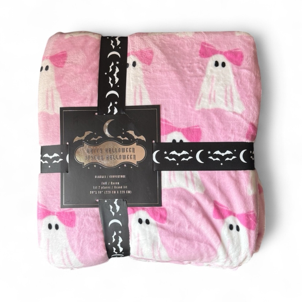 Pink Ghost Halloween Throw Blanket 90 X 90